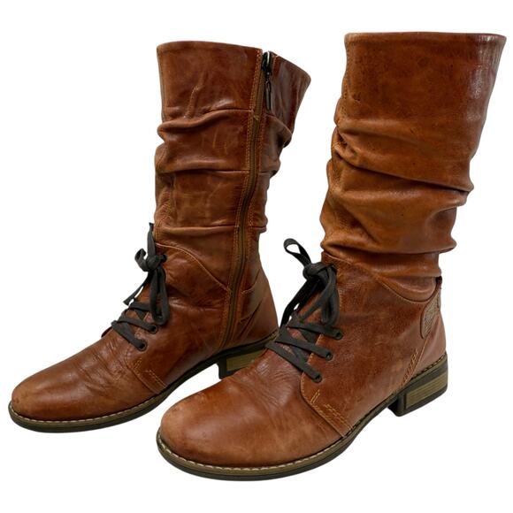 A.S. 98 Combat Slouch Boots Womens EU 38 US 7.5-8 Brown Leather Lace Up Boho - Picture 1 of 12